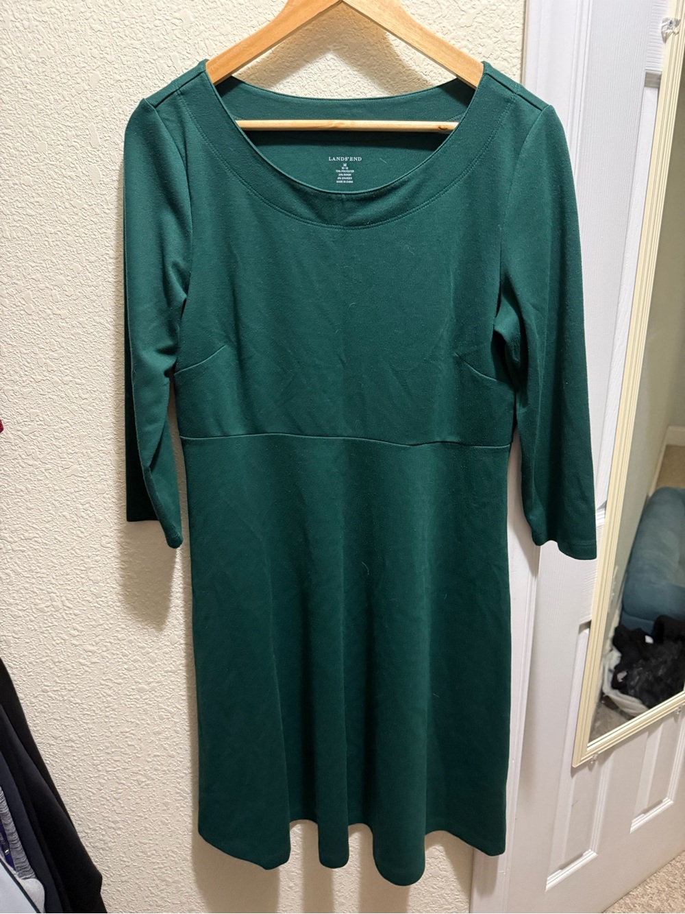 Lands' End Forest Green Fit-and-Flare Dress